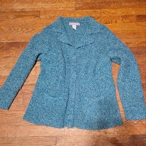 Vintage Knit Sweater Blue with Pockets size Large